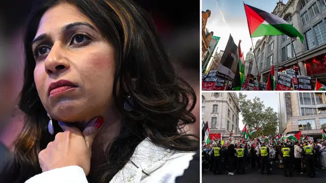 Braverman says waving Palestinian flag 'may not be legitimate' as she urges  cops to... - LBC