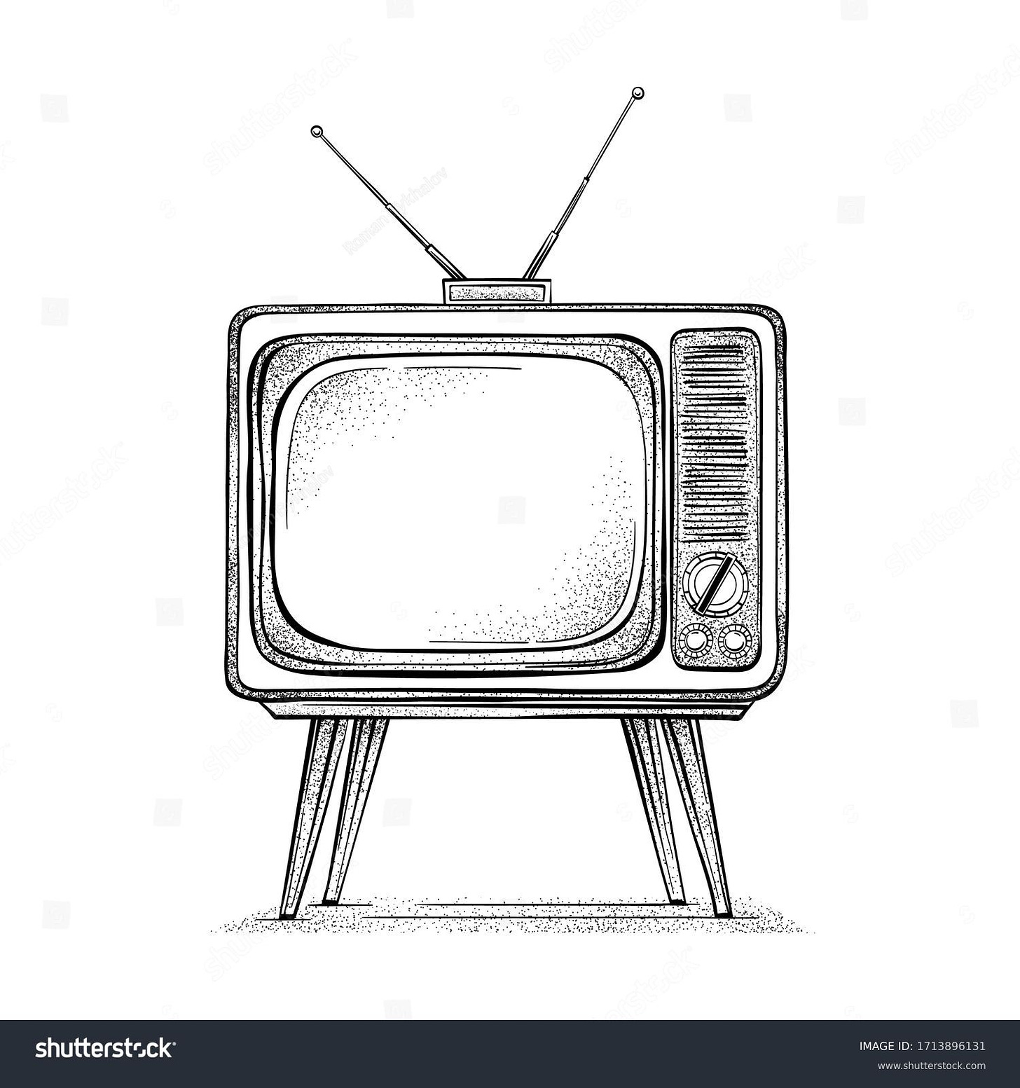 Old Tv Hand Drawn Vector Illustration Stock Vector (Royalty Free)  1713896131 | Shutterstock
