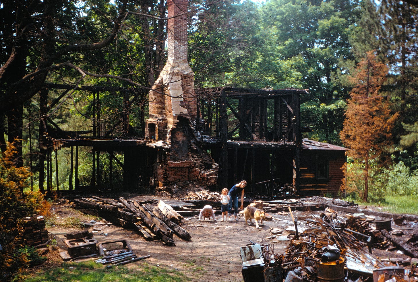 Red Pine Farm after being destroyed by a fire