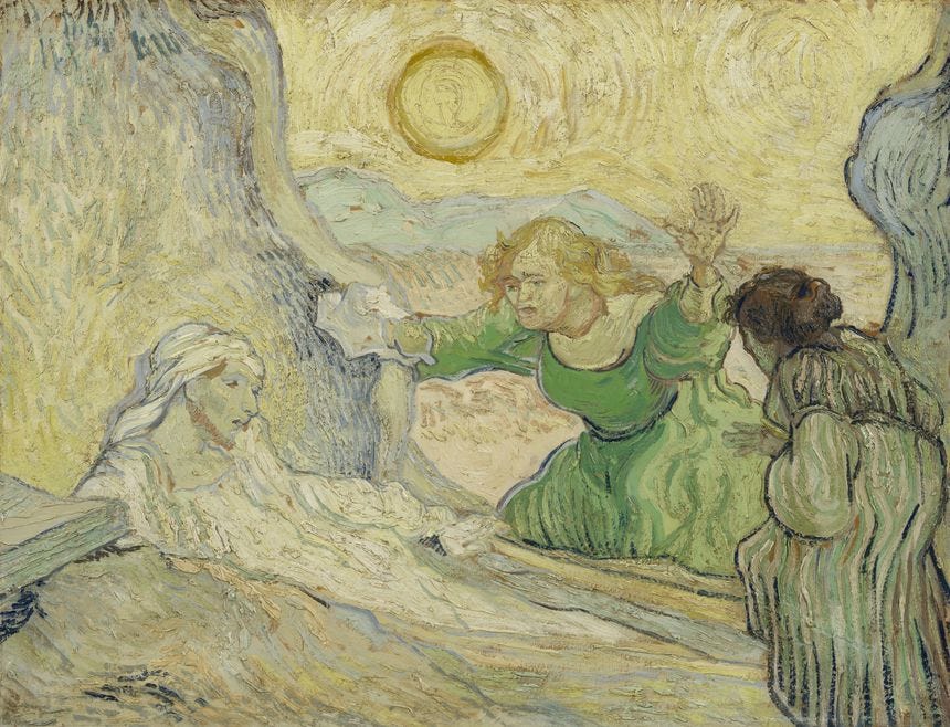 The Raising of Lazarus (after Rembrandt), Oil on paper, 1890, Vincent van Gogh (Van Gogh Museum, Amsterdam)