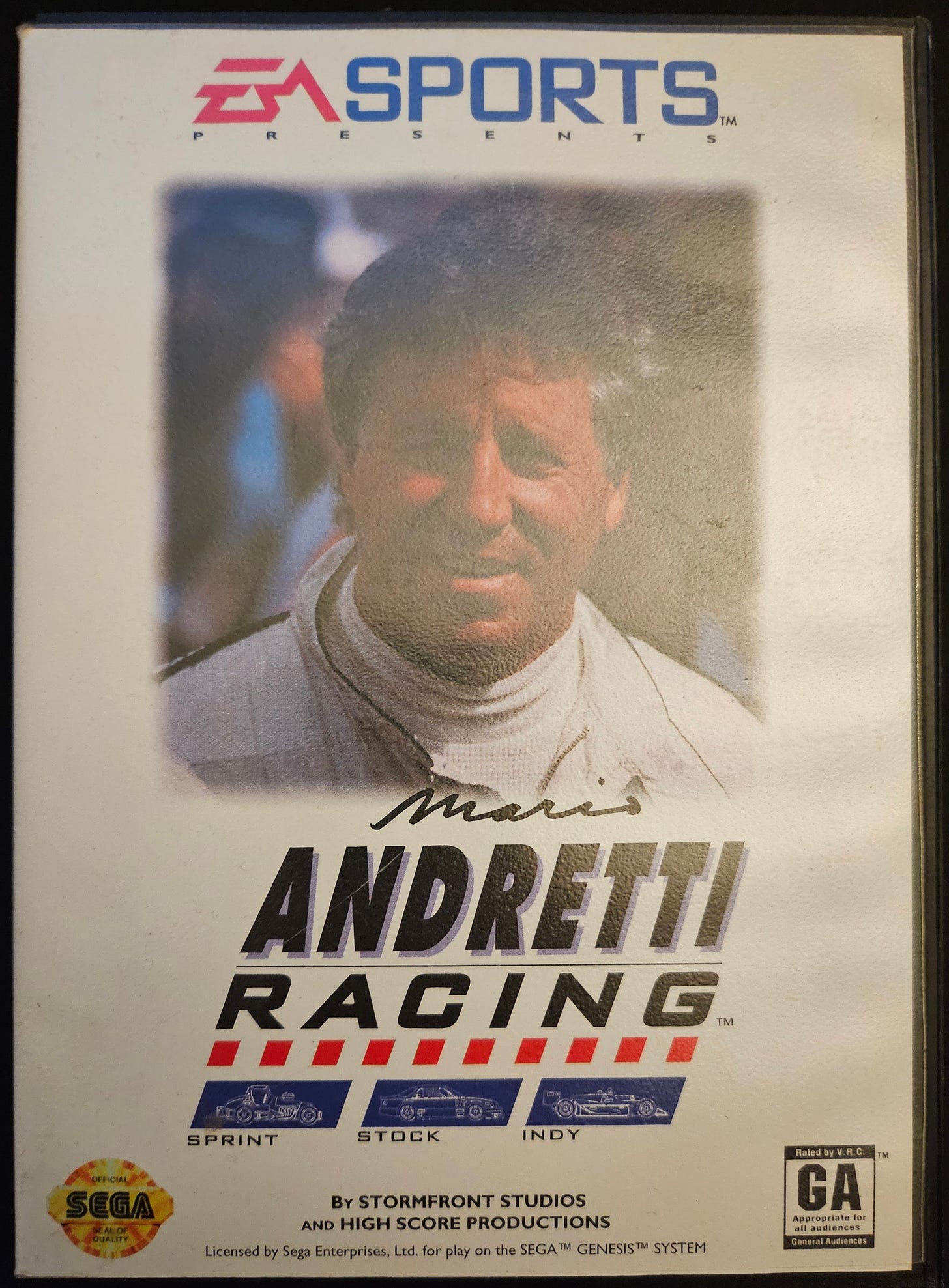Portada del juego Mario Andretti racing.