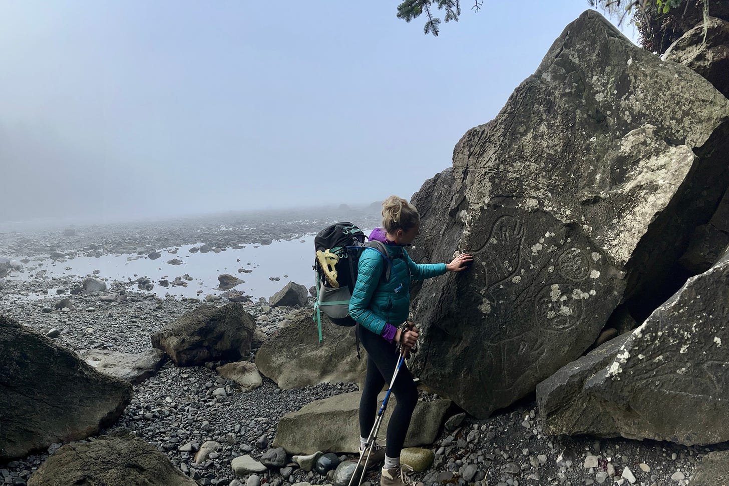 Denise Hearn hiking a mountain.