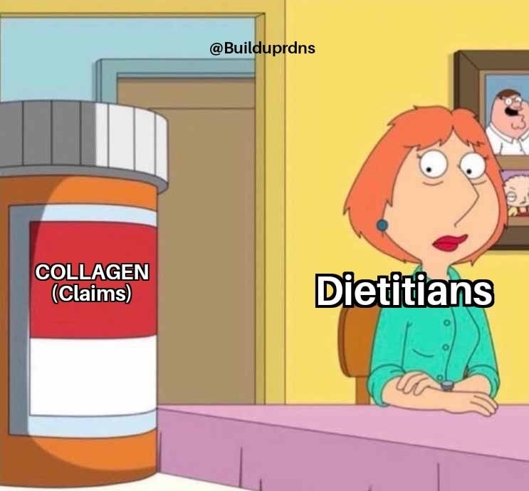 May be a cartoon of text that says '@Builduprdns COLLAGEN (Claims) Dietitians'