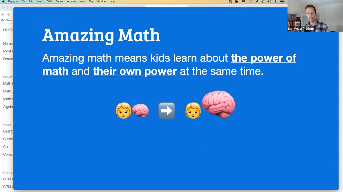 A screenshot of a YouTube video that shows a slide with the header "Amazing Math" and the description that "Amazing math means kid learn about the power of math and their own power at the same time."
