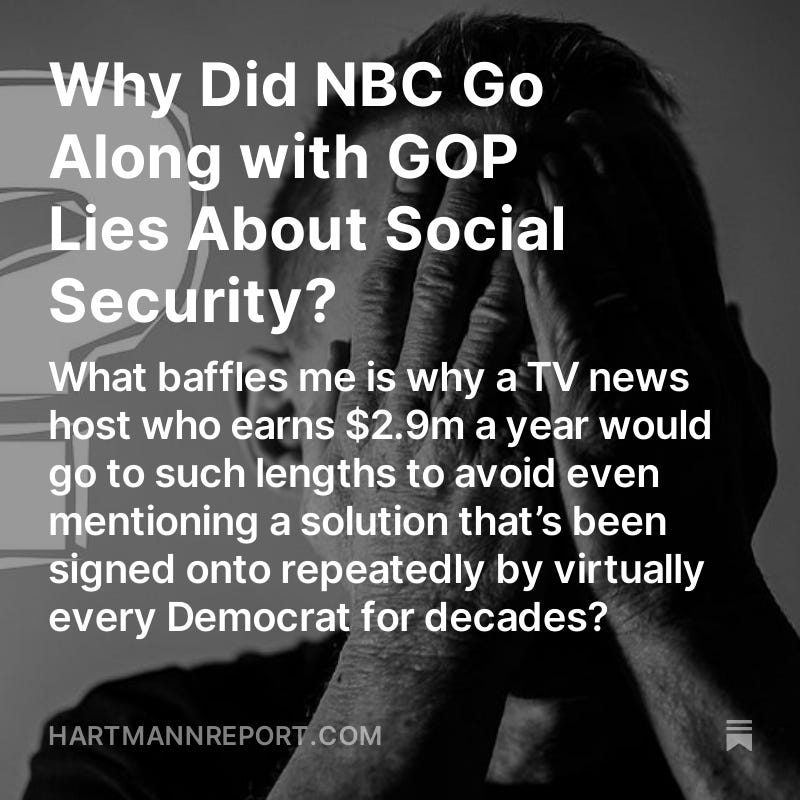 Why Did NBC Go Along with GOP Lies About Social Security?