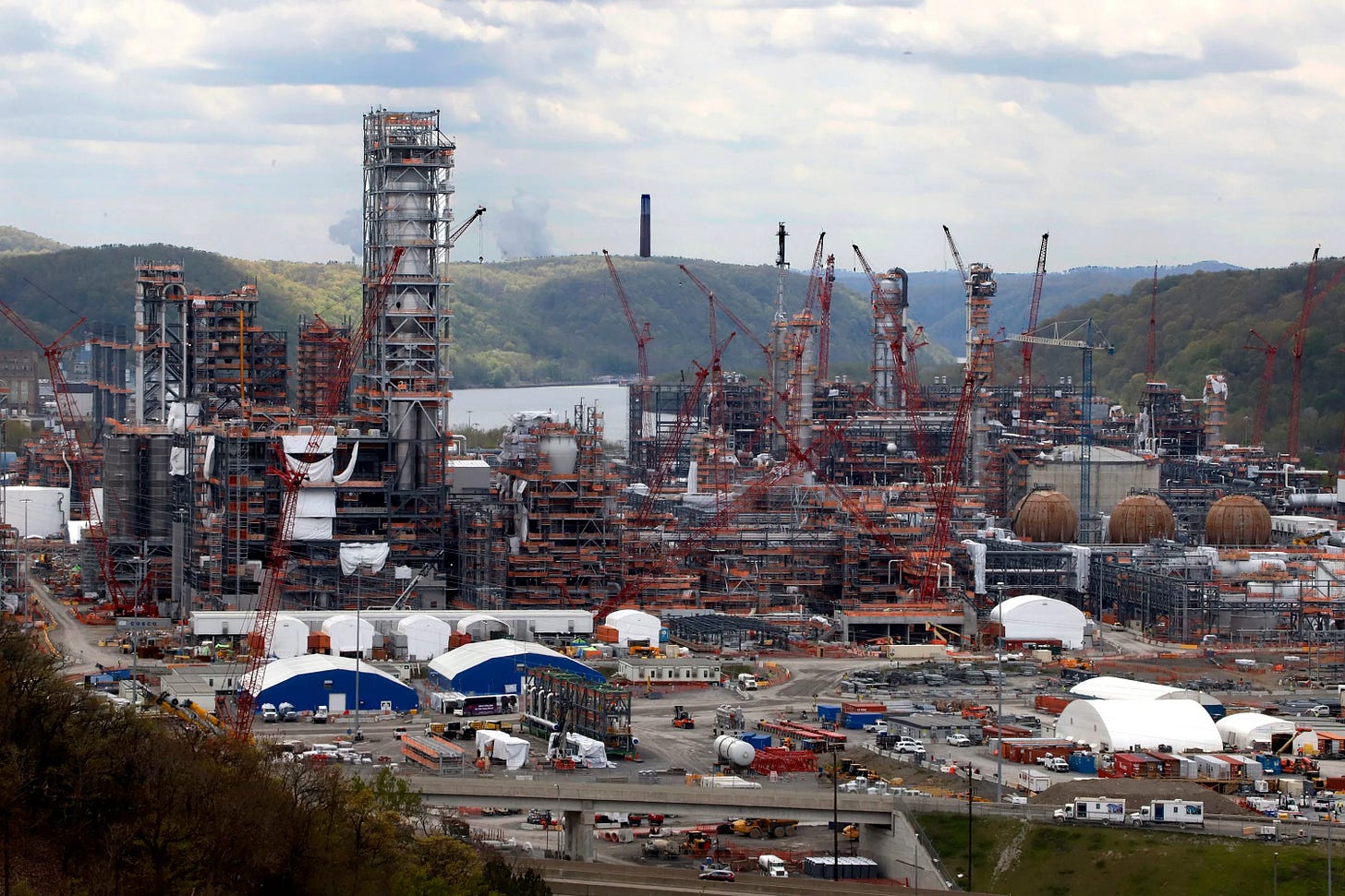 Construction was underway on the Shell Pennsylvania Petrochemicals Complex and ethylene cracker plant in 2020 in Potter Township, Pa. In 2023, Shell agreed to pay $10 million to resolve allegations that it polluted the air around its massive new petrochemical refinery in Western Pennsylvania.