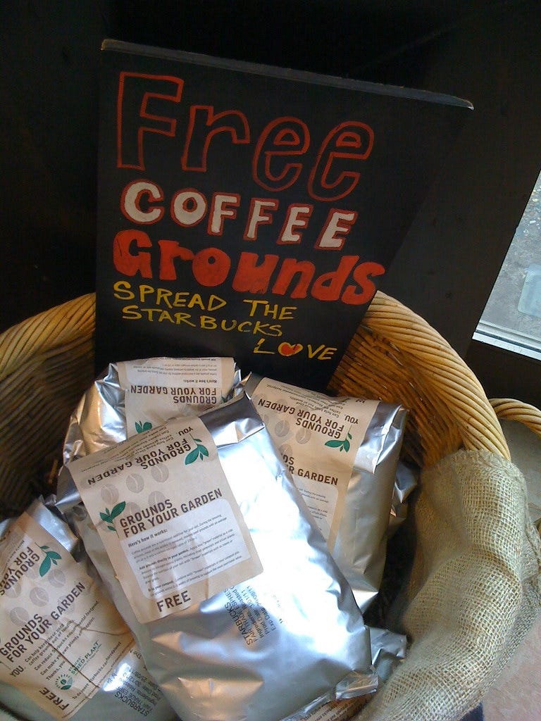 Old coffee grounds to sprinkle on your garden