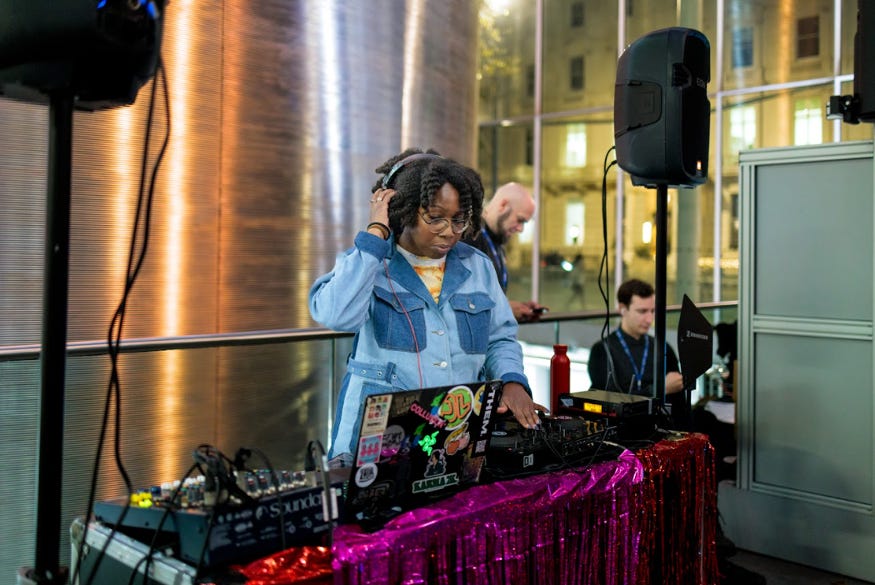 A woman DJing