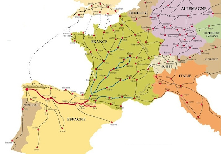Map of pilgrimage routes