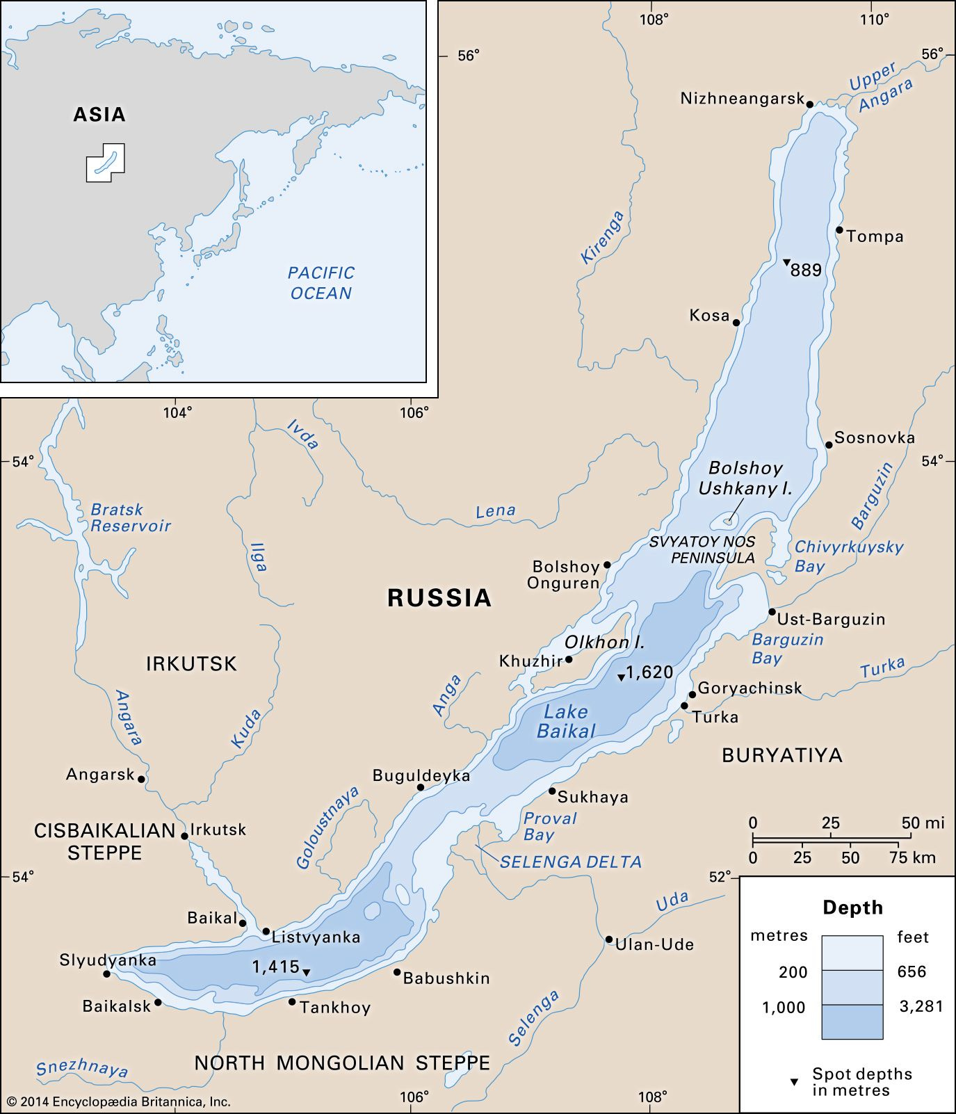 image of Lake Baikal | Location, Depth, Map, & Facts
