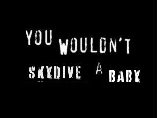 the infamous anti-piracy PSA "you wouldn't download a car" but changed to say "you wouldn't skydive a baby"