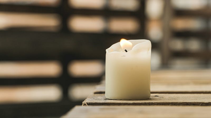 small candle lit. small candle lit.