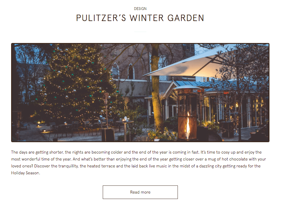 Content marketing for hotels Pulitzer Amsterdam screenshot2