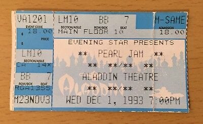 1993 PEARL JAM VS. TOUR MUDHONEY LAS VEGAS CONCERT TICKET STUB EDDIE VEDDER  TEN | eBay