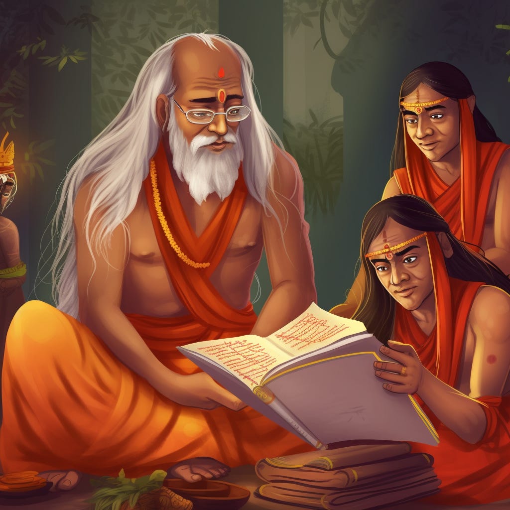 Image depicting Adi Shankaracharya teaching his students