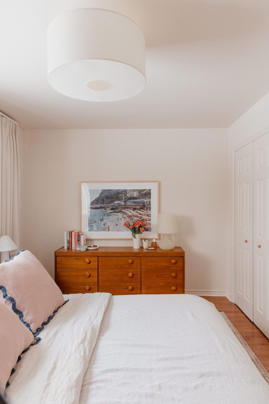 ashley izsak's bedroom update featuring farrow and ball dimity paint, a photography by natalie obradovich and vintage furniture