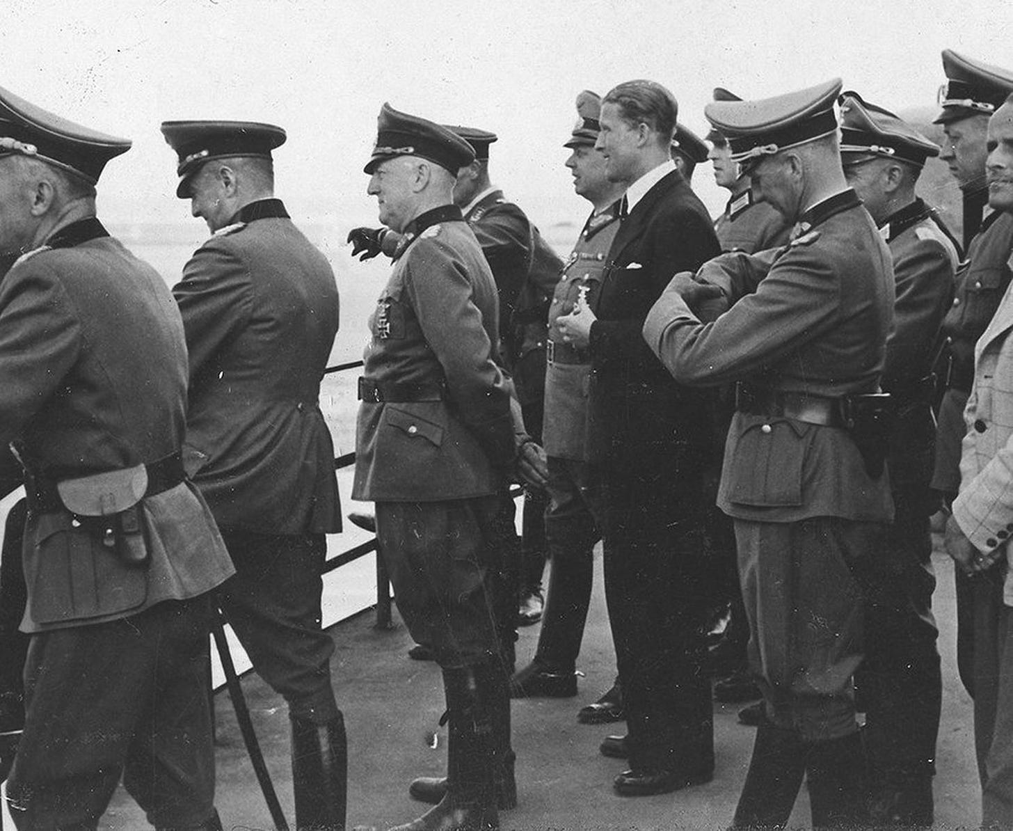 Nazi scientist Wernher von Braun, watches the launch of a missile with Field Marshall Walther von Brauchitsch