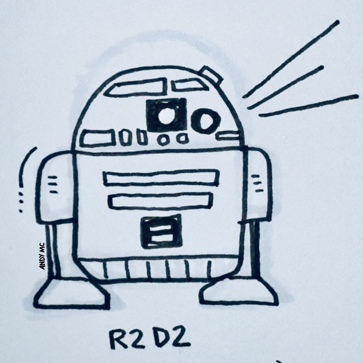 a marker sketch of R2D2 from Star Wars