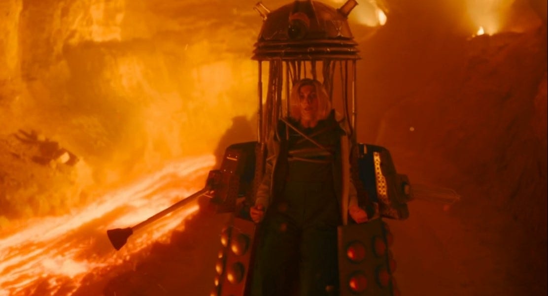 The Doctor imprisoned in an empty-Dalek casing in The Power of the Doctor (2022)