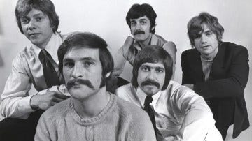 Mike Pinder, second from left, was the last surviving member of the original lineup of the Moody Blues. He was inducted into the Rock and Roll Hall of Fame as a member of the band in 2018
