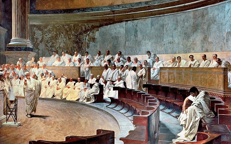 Painting of Cicero Denouncing Catiline in the Roman Senate.