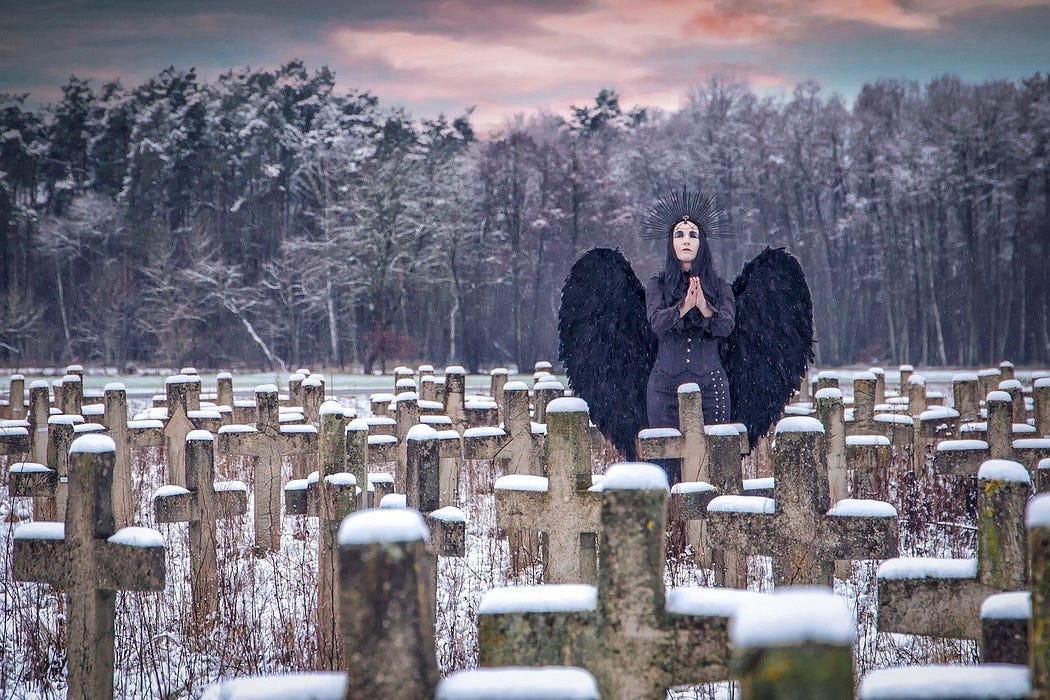 dark angel in cemetery