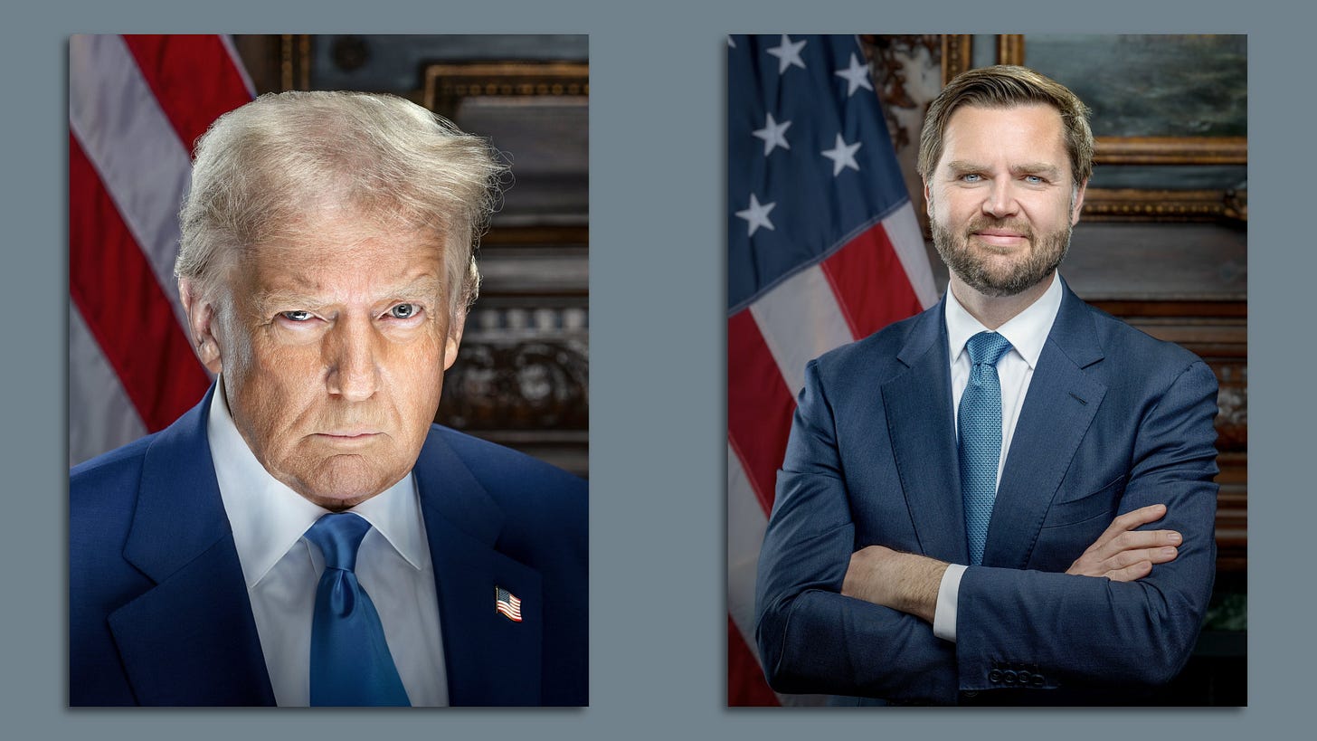 Trump and Vance's official portraits