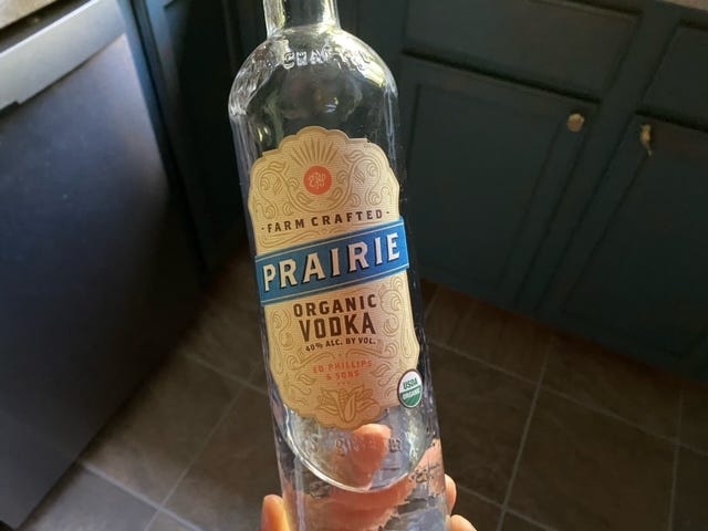 bottle of organic vodka