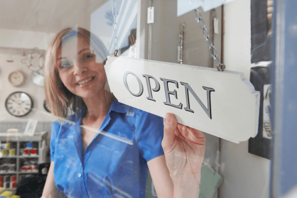shop owner opening store planning tasks with mindfulness and focus on ability to reduce stress