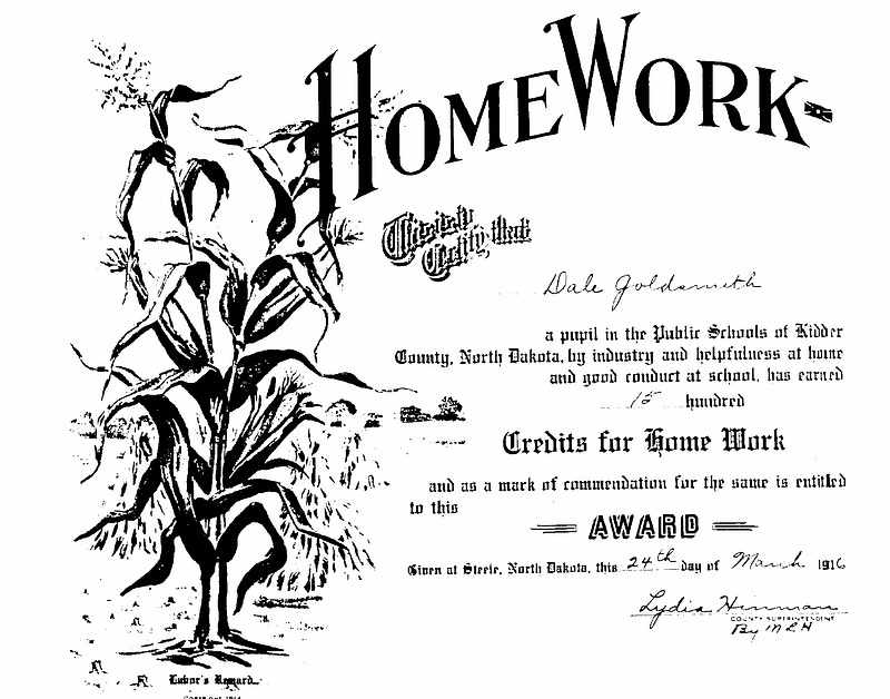 homework certificate for 1916