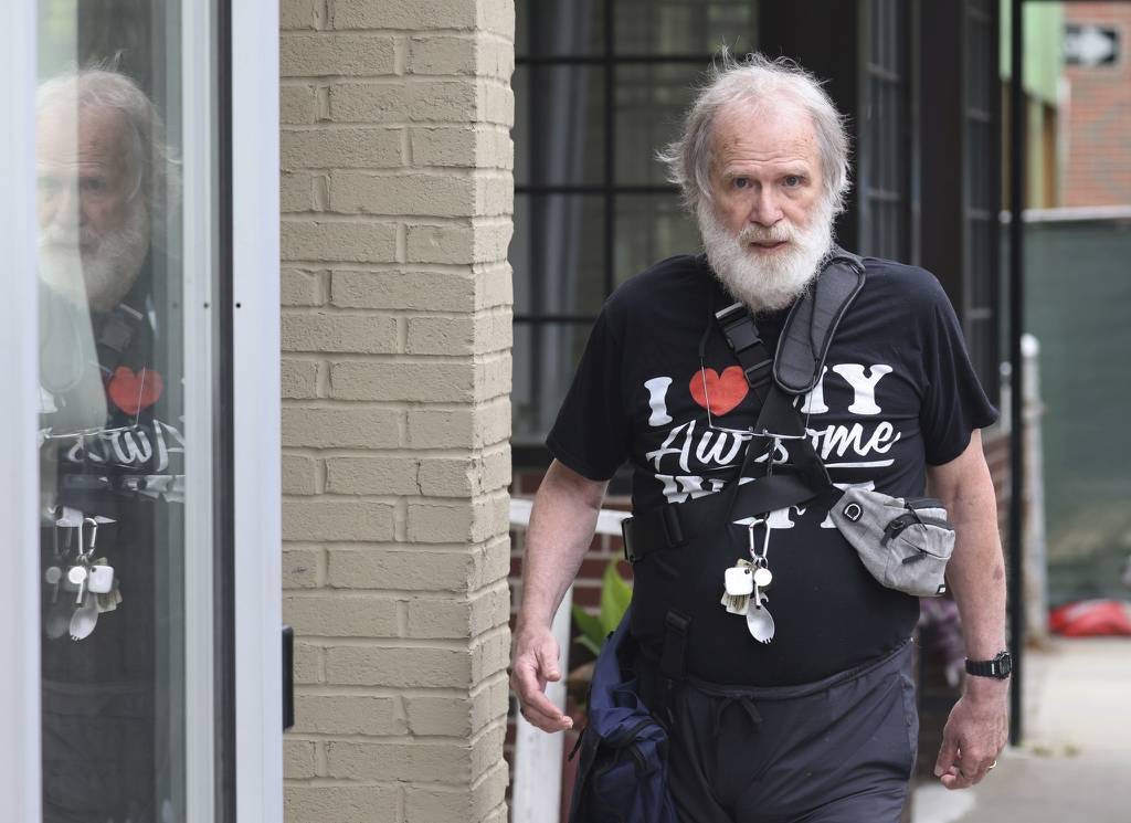 James Lewis, 76, walks along Cambridge Street on Aug. 22, 2022, in Cambridge, Massachusetts. Lewis was convicted and went to federal prison on attempted extortion charges for writing a letter to Johnson and Johnson shortly after the 1982 Tylenol murders demanding $1 million to “stop the killings.” Authorities publicly named him as a “prime suspect” in the 1980s and raided his Cambridge condo in 2009, but he has never been charged with the murders.