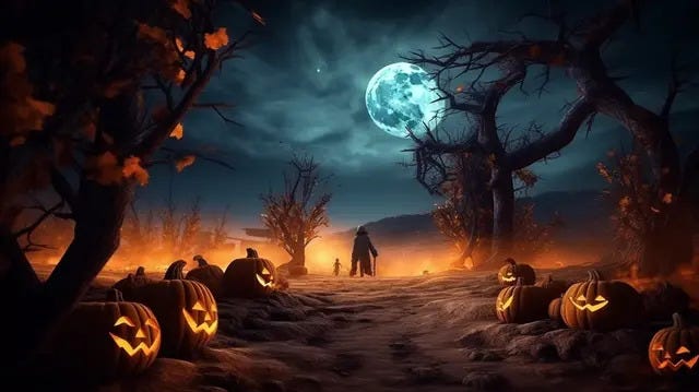 Spooky Halloween Village Under The Moon In Night Background, Halloween  Night Picture Background Image And Wallpaper for Free Download
