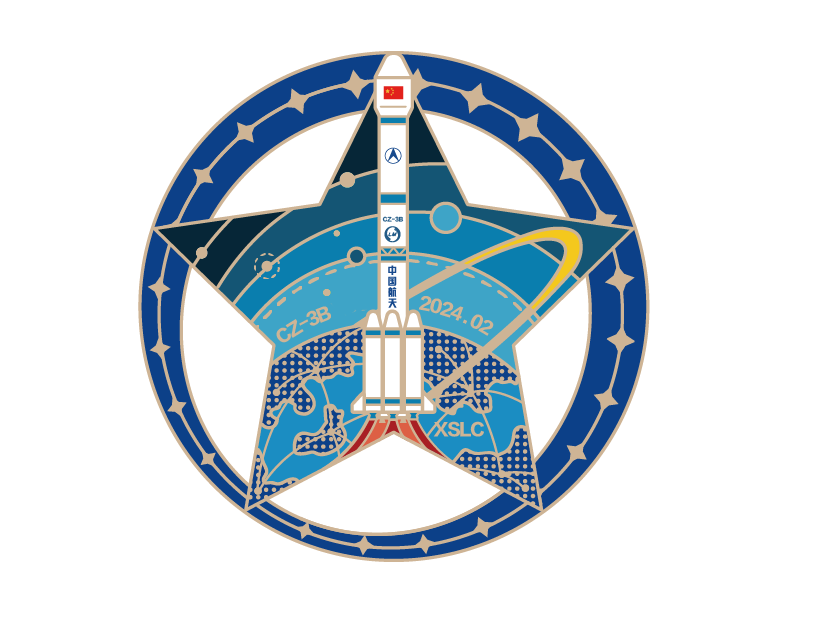 The mission patch of the Long March 3B/E launch mission.