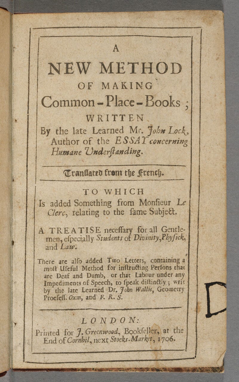A new method of making common-place-books by John Locke