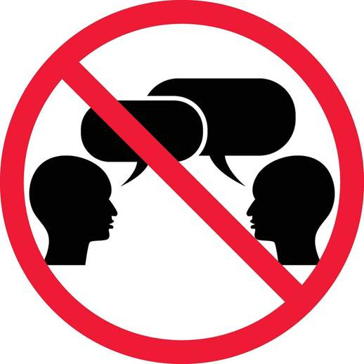 A no talking sign with heads and speech bubbles

AI-generated content may be incorrect.