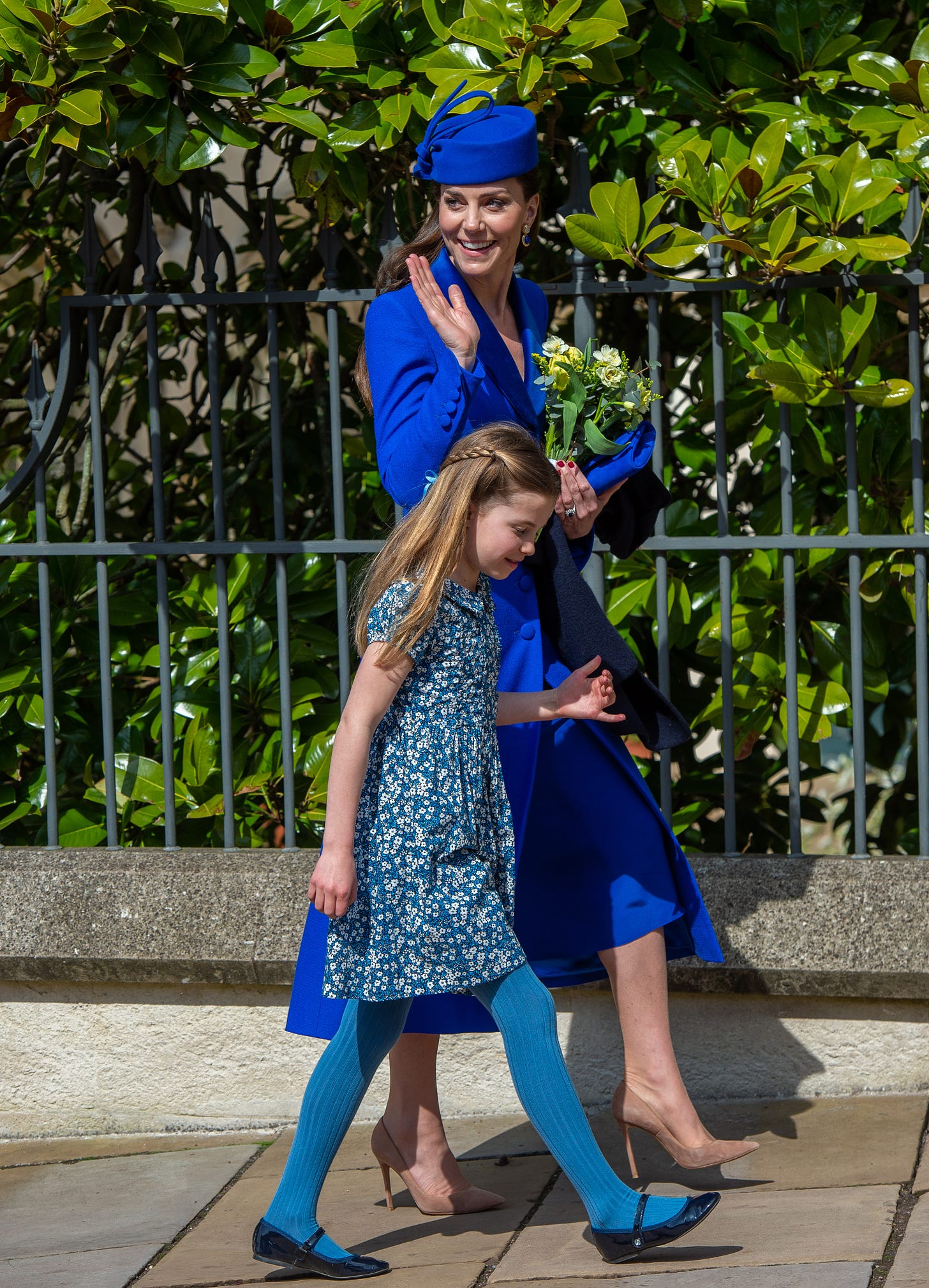 kate middleton wearing blue at easter with princess charlotte