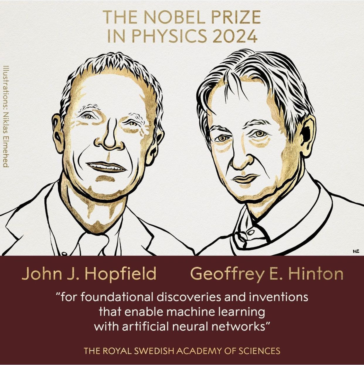 john hopfield and geoffrey hinton awarded 2024 nobel prize in physics for  groundbreaking machine learning work