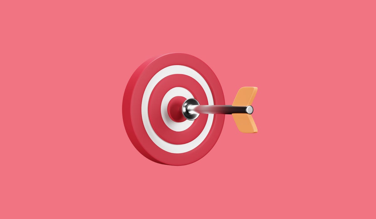 3D target icon on a light red background