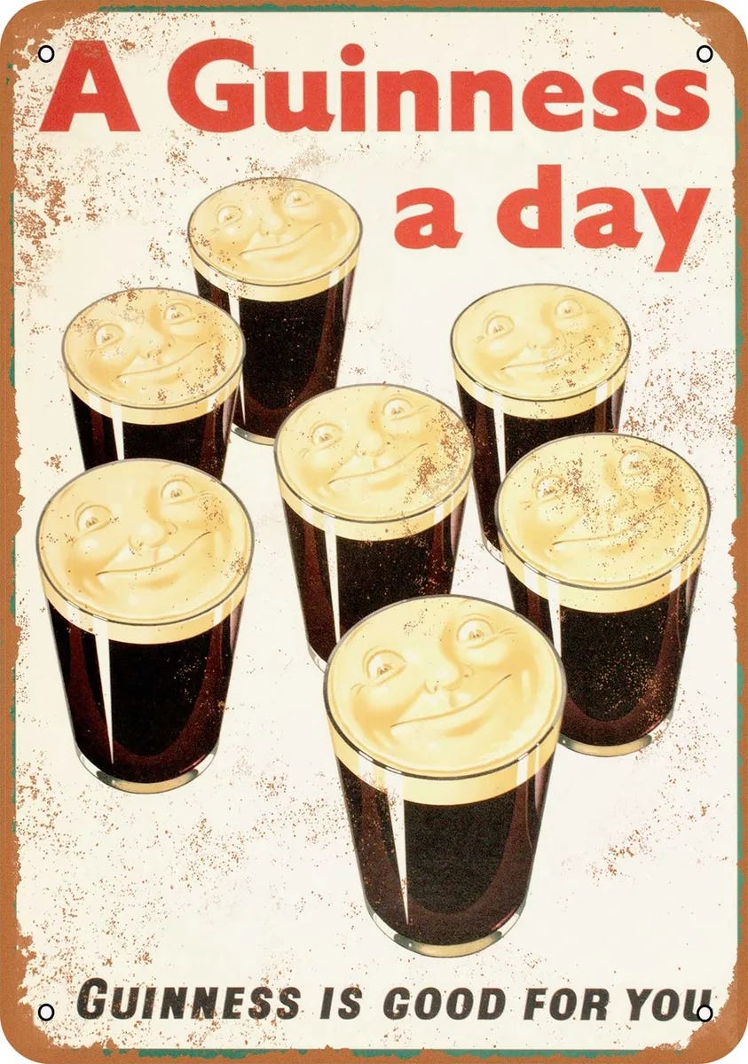 Metal Sign - 1934 Guinness a Day is Good For You - Vintage Look Reproduction