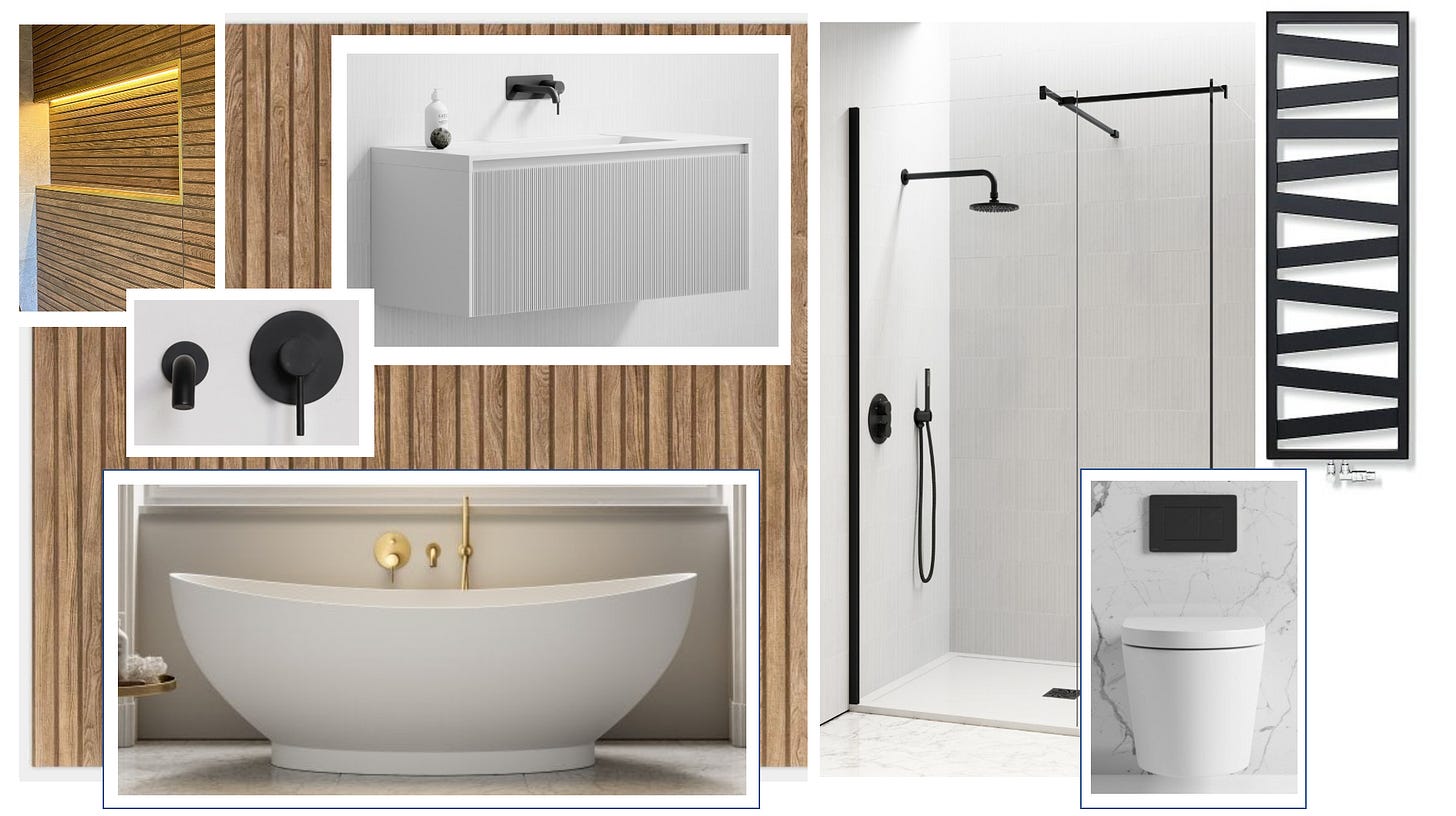 mood board of the final bathroom design