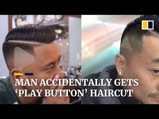 Man accidentally gets 'play button' haircut - YouTube