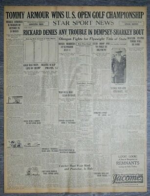 1927 Arizona Sports Page - Tommy Armour Wins U.S. Open Golf Championship |  eBay