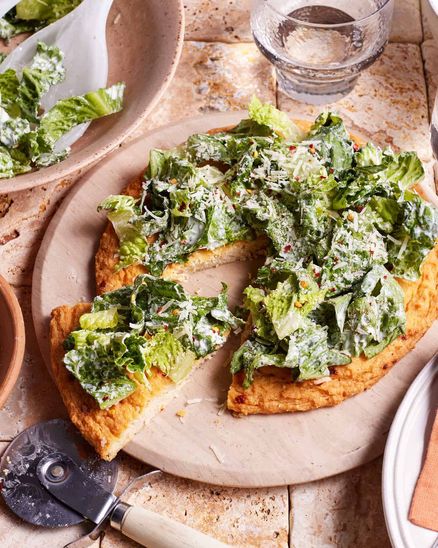 Viral Chicken Crust Caesar Salad Pizza