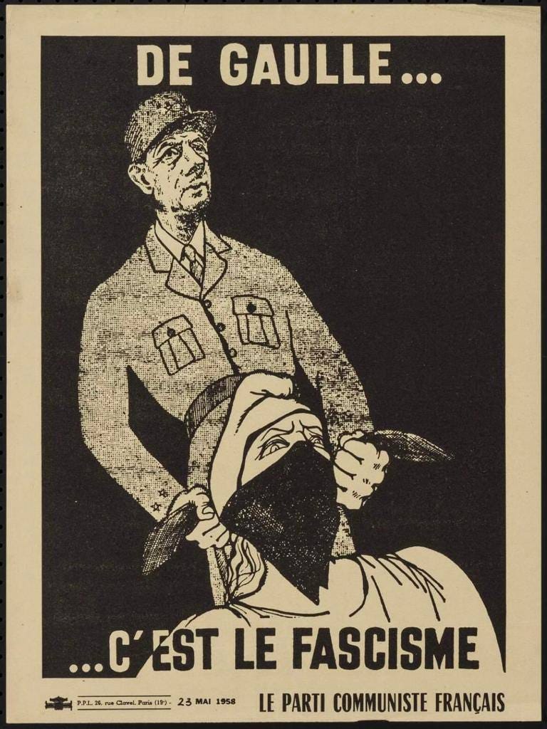 Anti-gaullist poster by from the French Communist Party, 1958 :  r/PropagandaPosters