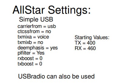 ASL settings for RIM-Alinco device