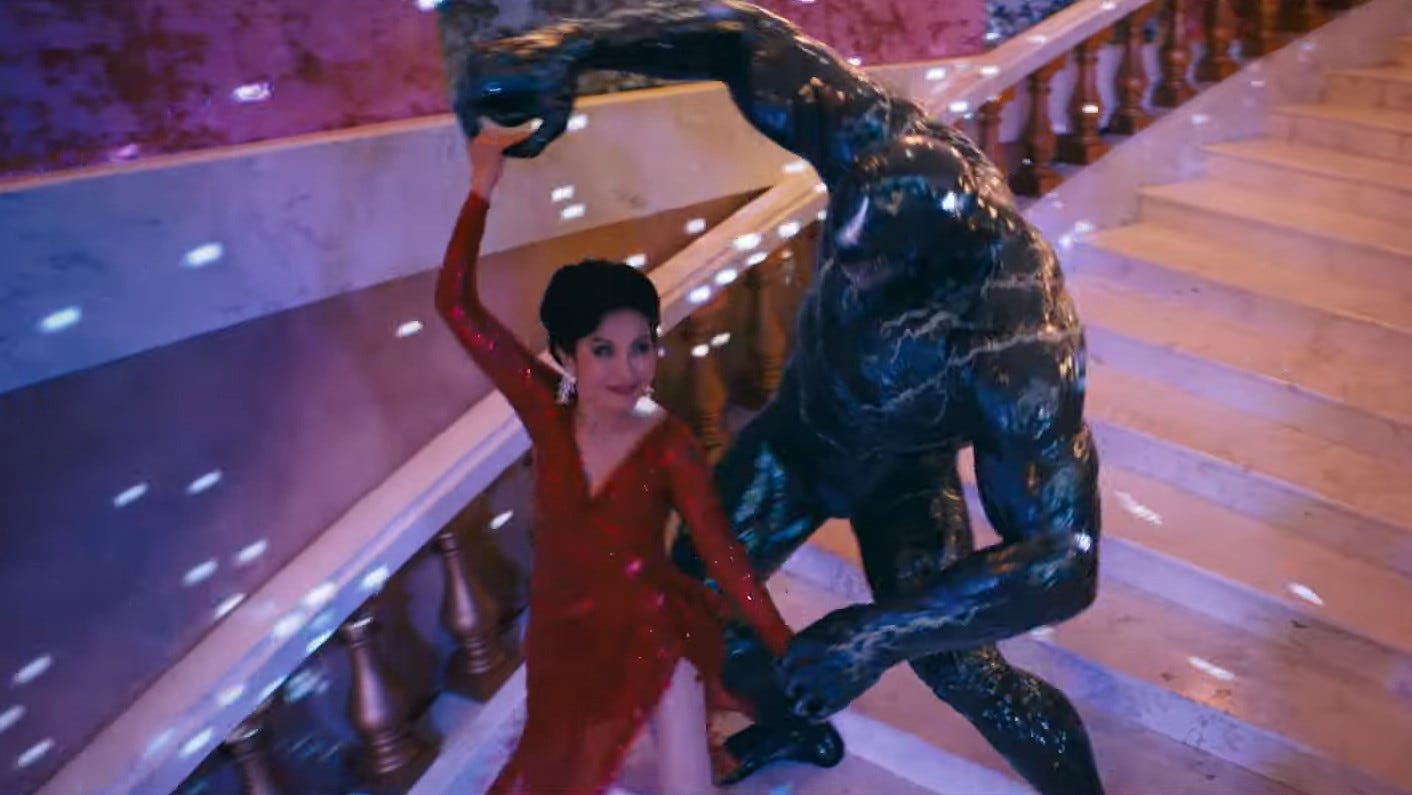 Venom dances with Mr Chen in his new movie, and its perfect