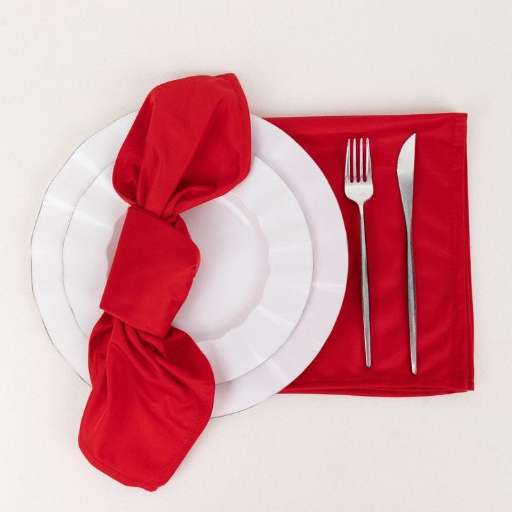 5 Pack Red Premium Scuba Cloth Napkins, Wrinkle-Free Reusable Dinner Napkins  - 20"x20" | By Tableclothsfactory