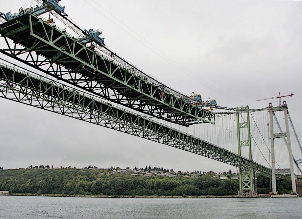 Photo of the Tacoma Narrows Bridge circa 2007