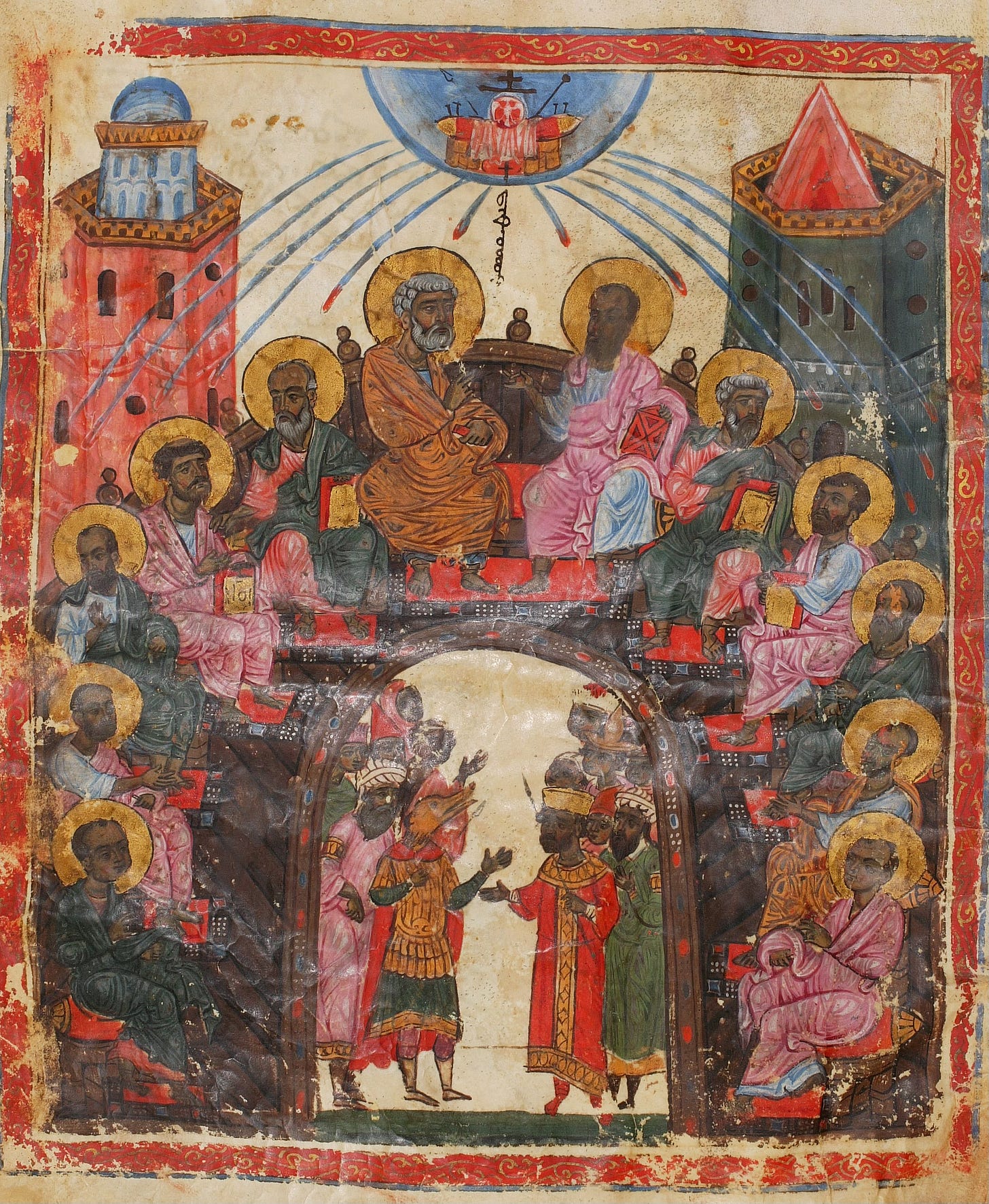 An icon depicting Pentecost