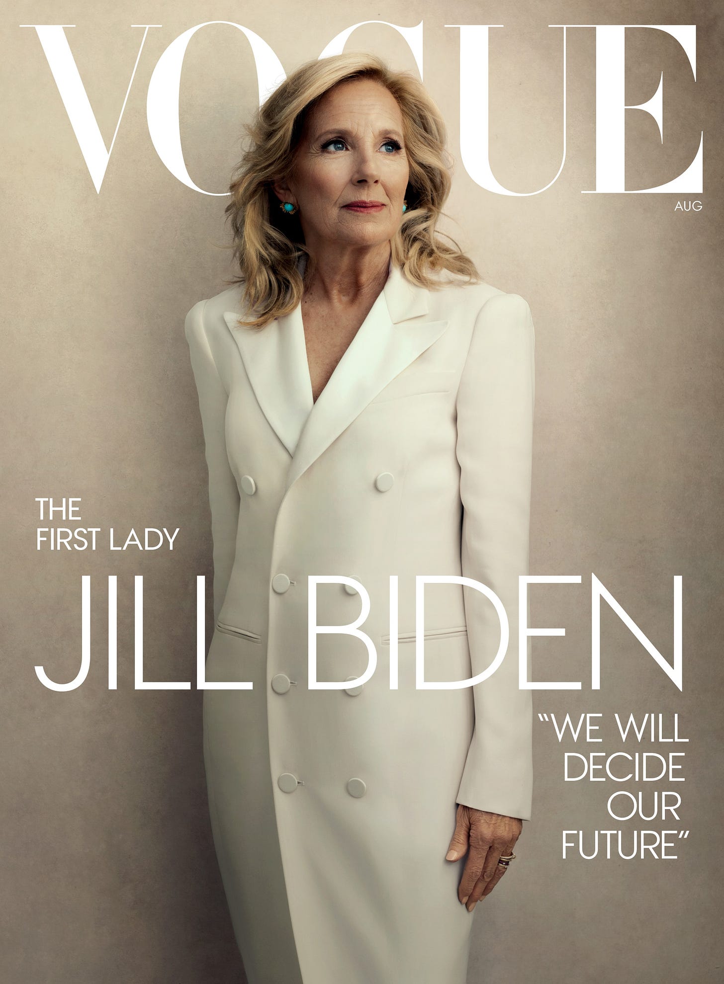 Image may contain Jill Biden Publication Clothing Formal Wear Suit Coat and Magazine